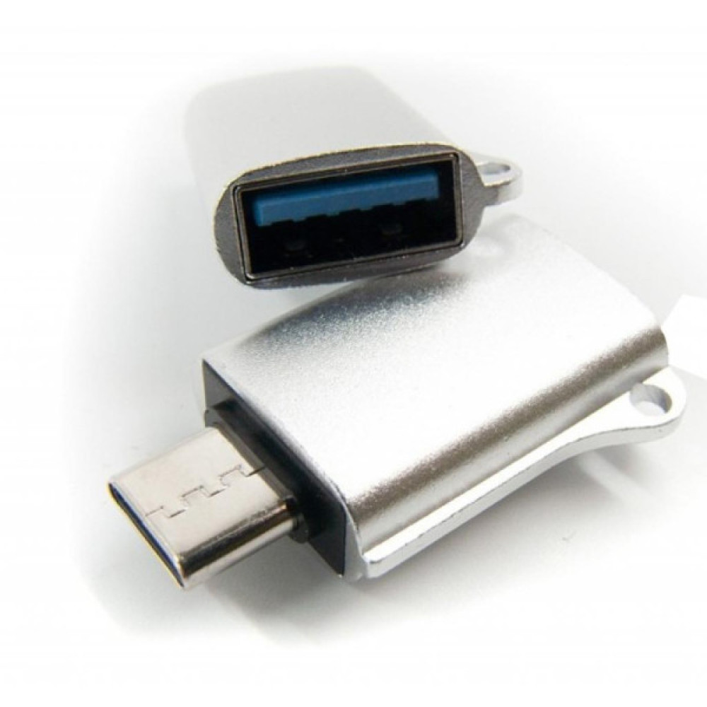 Дата кабель OTG USB 2.0 AF to USB-C grey Dengos (ADP-019)