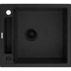 Мийка кухонна Deante Magnetic, граніт, квадрат, без крила, 560х500х219мм, чаша - 1, накладна, чорний матовий