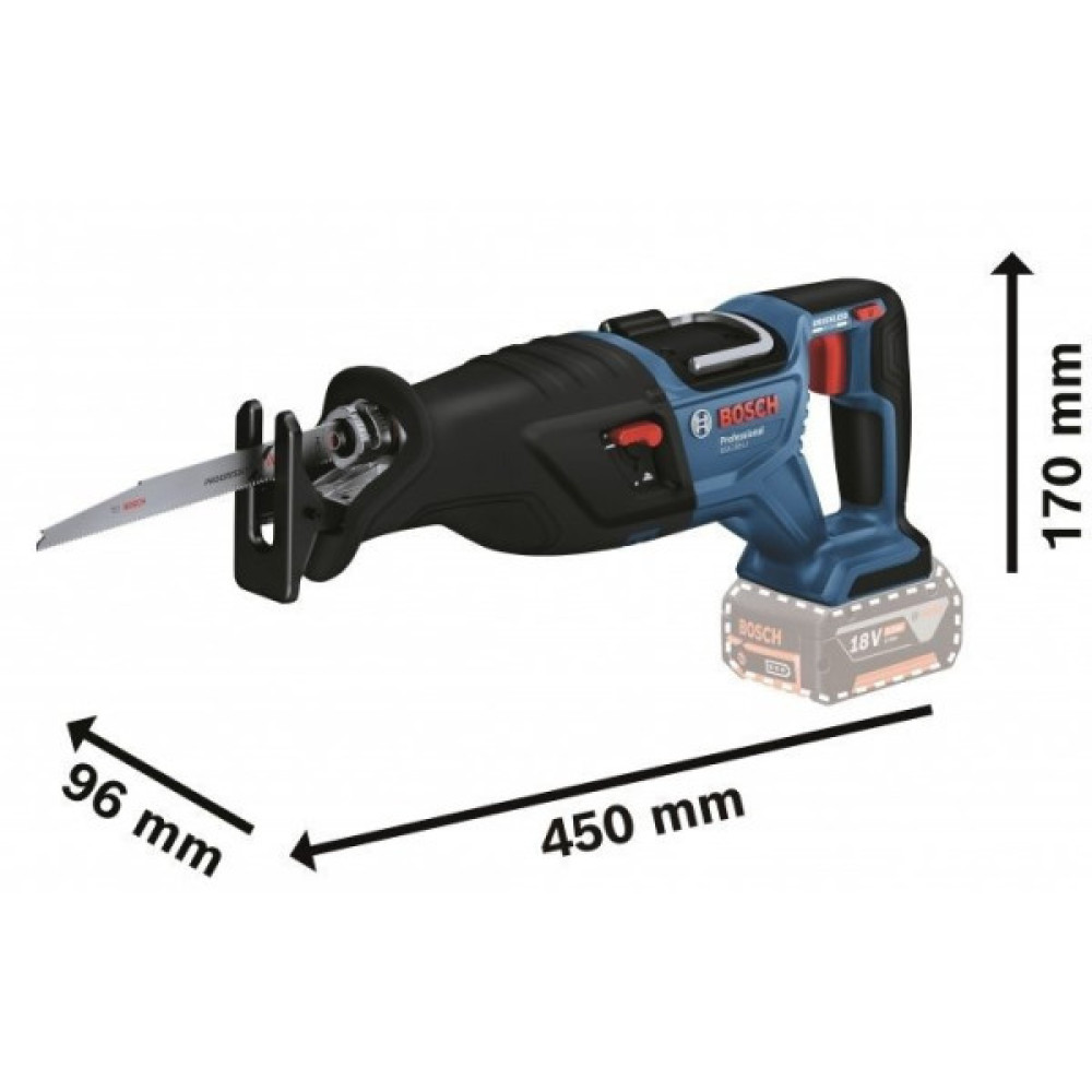 Пила шабельна акумуляторна Bosch Professional GSA 185-LI 18В пропил 230мм хід 28мм 3.2кг без АКБ та ЗП