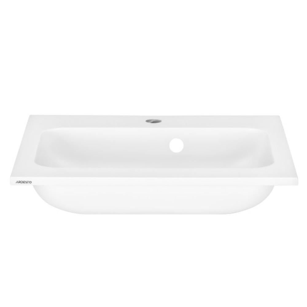 Раковина, умивальник ARDESTO Alba, штучний камінь, прямокут., з отвором для змішувача, з отвором для переливу, 550x450x125мм, накладний, білий
