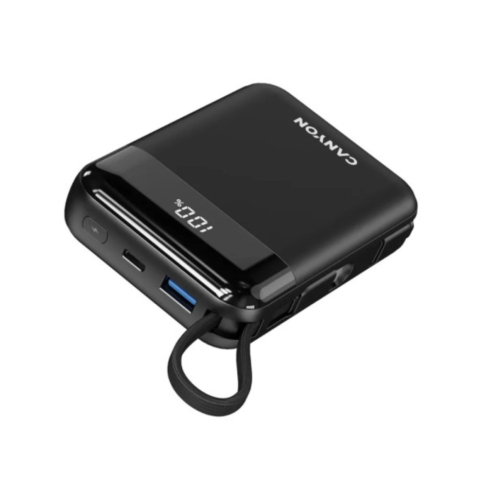 Батарея універсальна Canyon 10000mAh OnPower 104 PD/20W, QC/22.5W built-in cable Black (CNS-CPB104B)