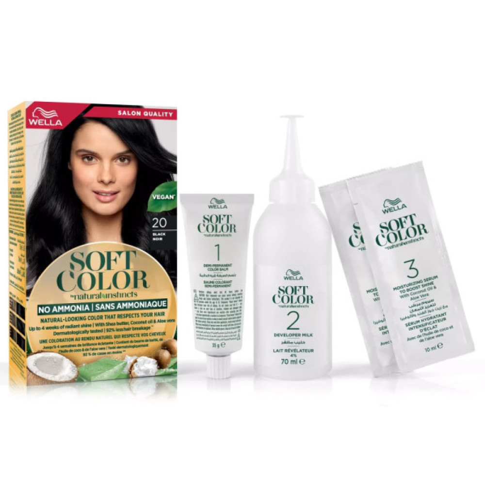 Фарба для волосся Wella Soft Color Безаміачна 20 - Чорний (3614228865883)
