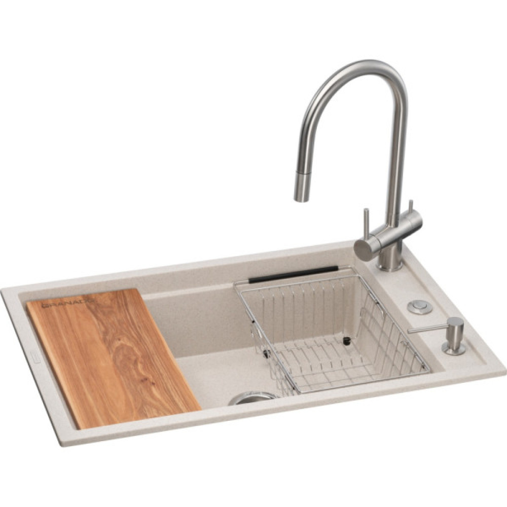 Мийка кухонна GRANADO Royal Estella terra (+ подрібнювач Algar 1000 + змішувач Ferrol inox + дозатор Redondo inox + ко (ksg0303)