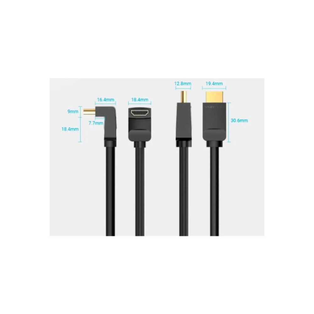 Кабель мультимедійний HDMI M to HDMI M 1.5m 90° corner black Vention (AAQBG)