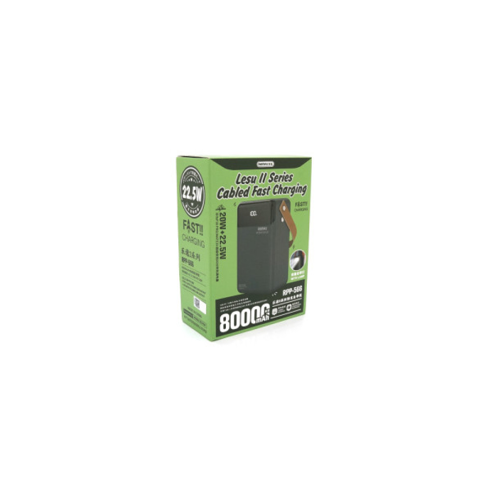 Батарея універсальна Remax 80000mAh, 20W, 3*USB+Type-C+Lighting, Black (RPP-566)