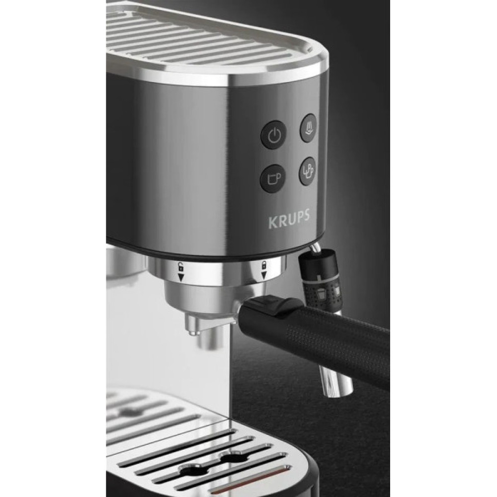 Кавоварка Krups ріжкова Virtuoso + 1л, мелена, ручний капучинатор, 15 бар, чорний