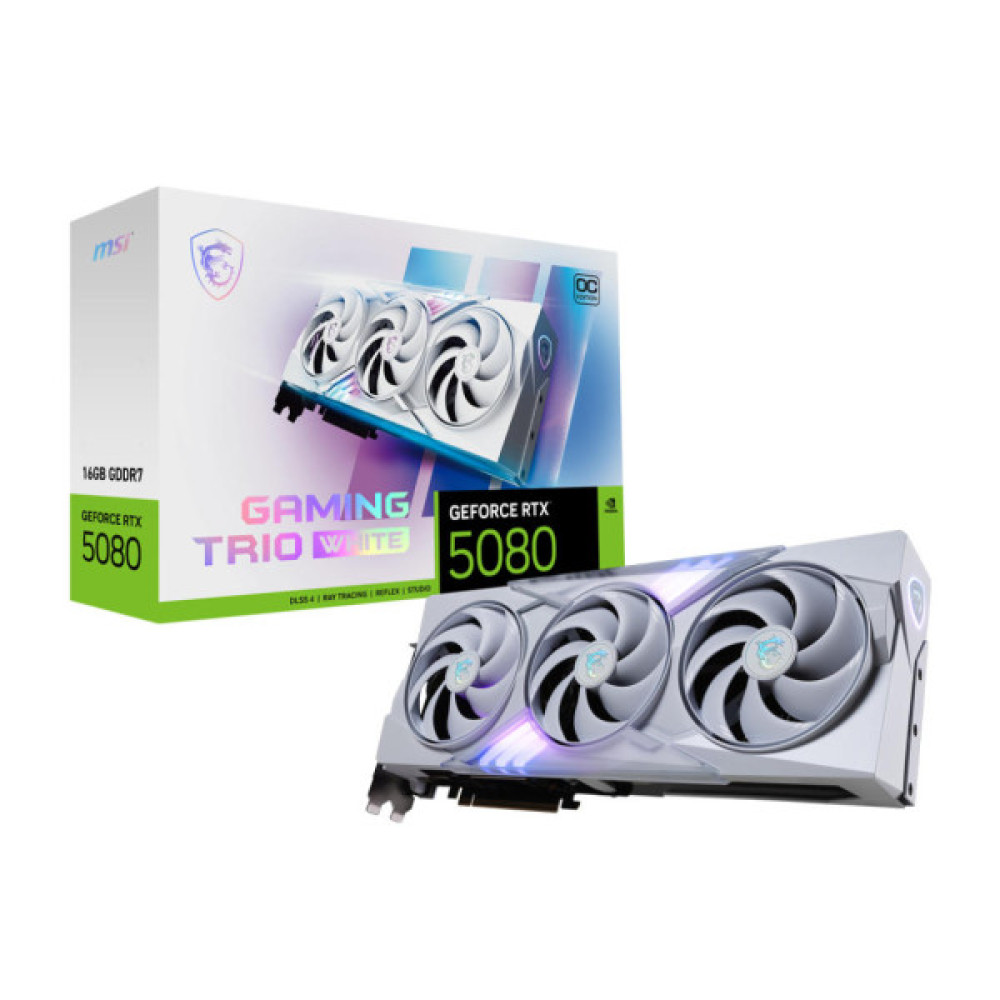 Відеокарта MSI GeForce RTX 5080 16GB GDDR7 GAMING TRIO OC WHITE білий