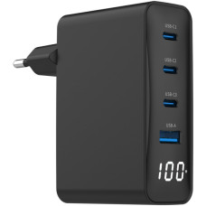 Зарядний пристрій Gembird 3xUSB-C PD100W + 1xUSB QC3.0 30W black (TA-UC-PDQC100LCD-01-BK)