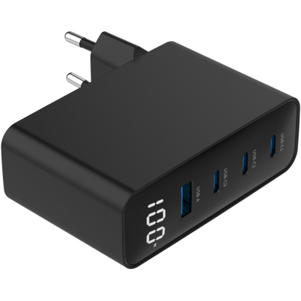 Зарядний пристрій Gembird 3xUSB-C PD100W + 1xUSB QC3.0 30W black (TA-UC-PDQC100LCD-01-BK)