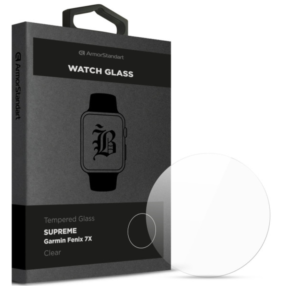 Скло захисне Armorstandart Supreme Black Icon Garmin Fenix 7X Clear (ARM84719)