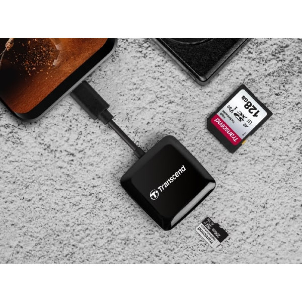 Кардрідер Transcend USB 3.2 Type-C > microSD/SD Чорний