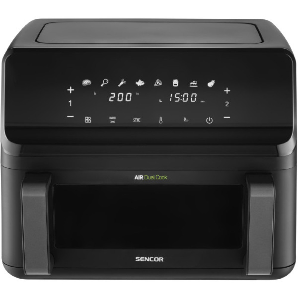 Мультипіч Sencor Dual Vita Fryer, 2700Вт, чаша-4.5+4.5л, сенсорне керув., 2 чаши, гриль, пластик, чорний