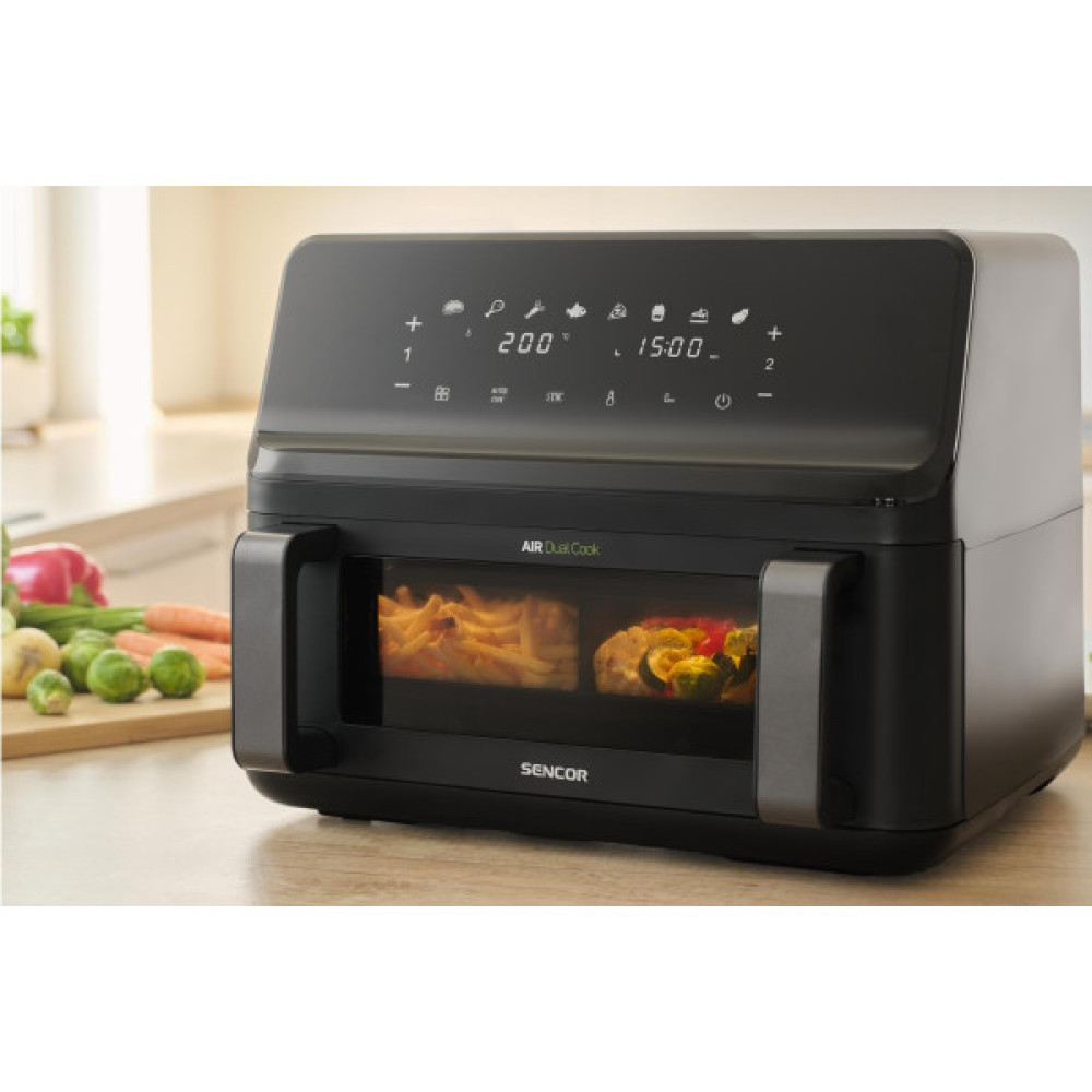 Мультипіч Sencor Dual Vita Fryer, 2700Вт, чаша-4.5+4.5л, сенсорне керув., 2 чаши, гриль, пластик, чорний