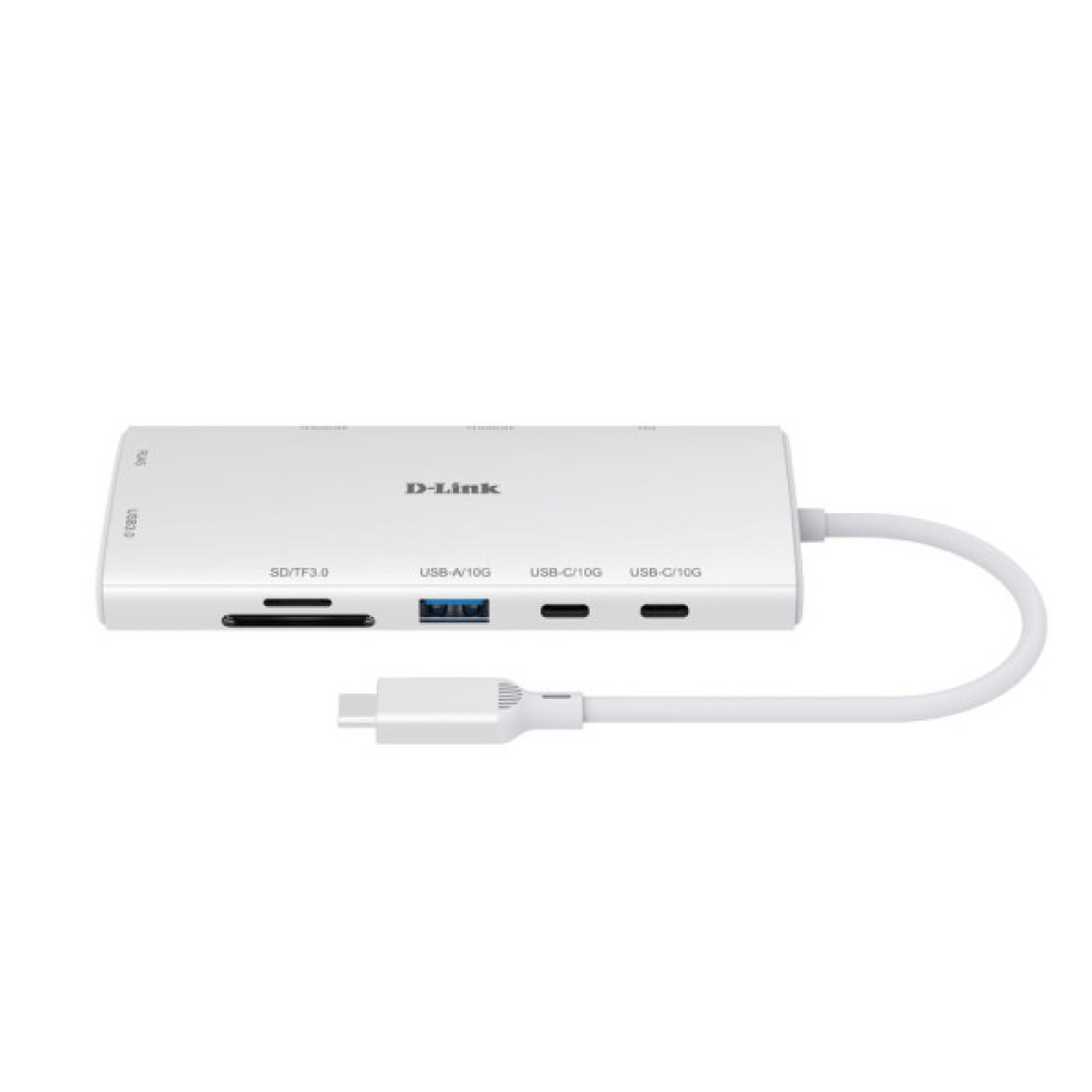 Концентратор D-Link USB-C 10-in-1 2xHDMI + 1xRJ45 1000Mbps + 2xUSB-C + USB 3.1 + USB 3.0 + SD + TF silver (DUP-A01)