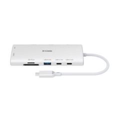 Концентратор D-Link USB-C 10-in-1 2xHDMI + 1xRJ45 1000Mbps + 2xUSB-C + USB 3.1 + USB 3.0 + SD + TF silver (DUP-A01)