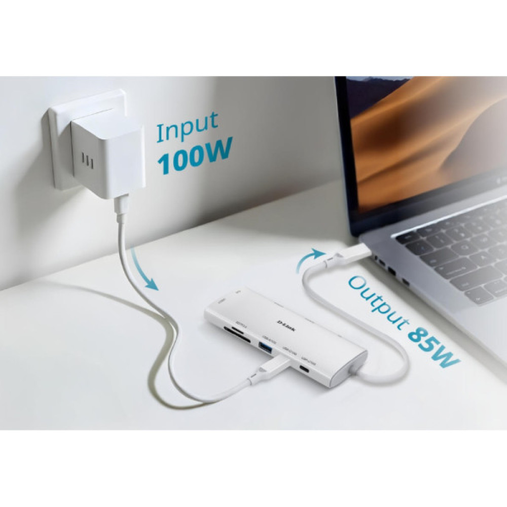 Концентратор D-Link USB-C 10-in-1 2xHDMI + 1xRJ45 1000Mbps + 2xUSB-C + USB 3.1 + USB 3.0 + SD + TF silver (DUP-A01)