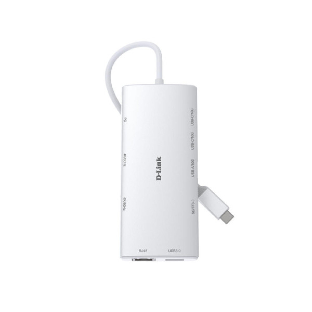 Концентратор D-Link USB-C 10-in-1 2xHDMI + 1xRJ45 1000Mbps + 2xUSB-C + USB 3.1 + USB 3.0 + SD + TF silver (DUP-A01)