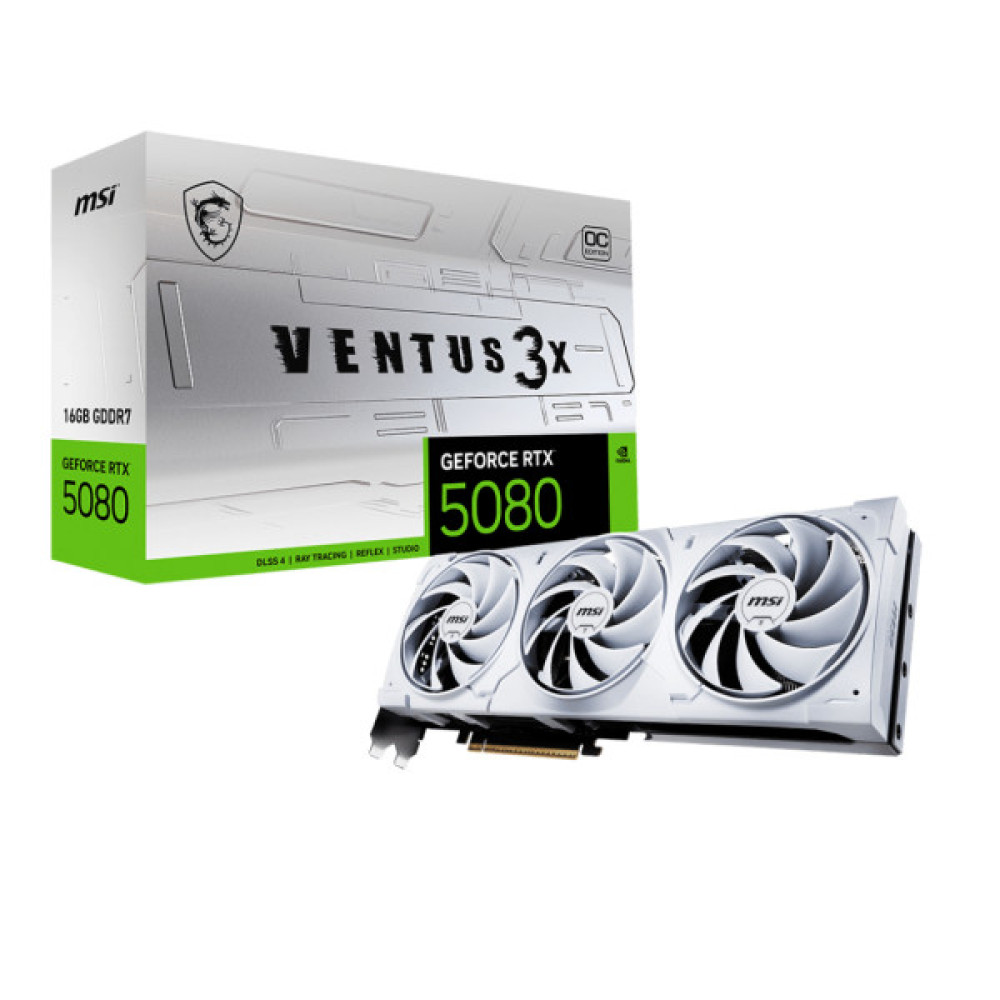 Відеокарта MSI GeForce RTX5080 16GB VENTUS 3X OC WHITE (RTX 5080 16G VENTUS 3X OC WHITE)
