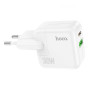 Зарядний пристрій HOCO C111A Lucky 1xUSB-C PD30W + 1xUSB QC3.0 White (6931474790866)