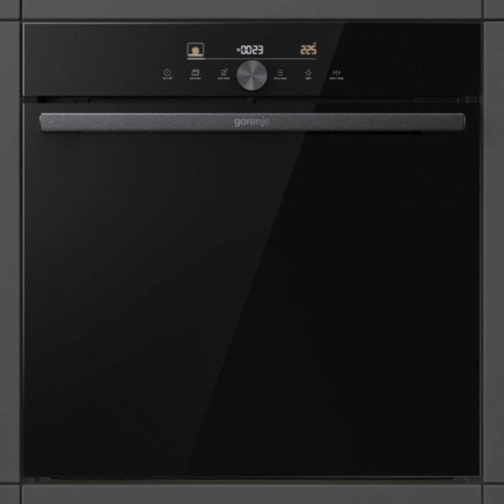 Духова шафа Gorenje електрична, 77л, A+, пара, дисплей, IconTouch, чорний