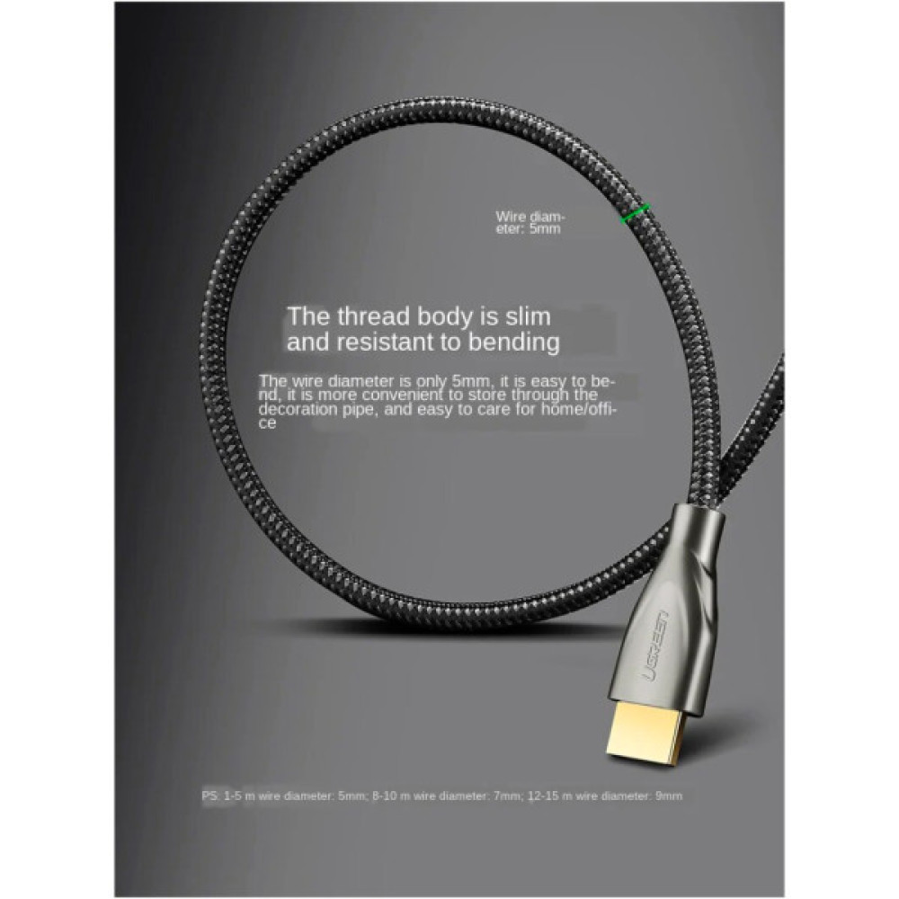 Кабель мультимедійний HDMI M to HDMI M 1.0m gray Ugreen (UGR-50106)