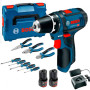 Шурупокрут-дриль акумуляторний Bosch Professional GSR 12V-15 2х2А·год 30Нм 400·1300об·хв 0.89кг GAL 12V-20 + набір ручного інструменту