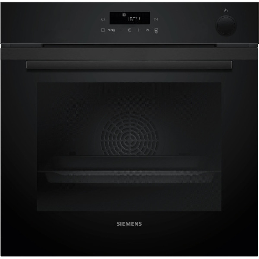 Духова шафа Siemens електрична, 71л, A+, пара, дисплей, конвекція, телескопічні напрямні, чорний
