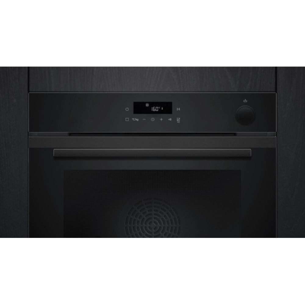 Духова шафа Siemens електрична, 71л, A+, пара, дисплей, конвекція, телескопічні напрямні, чорний