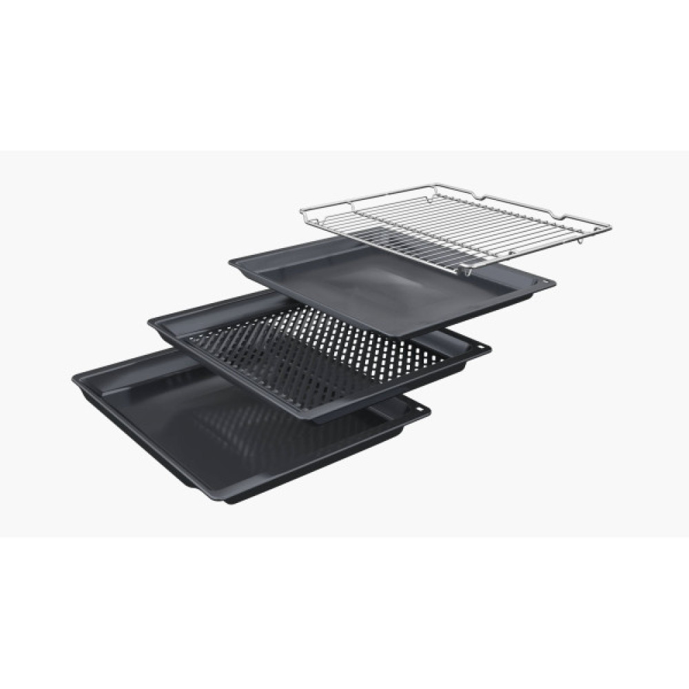 Духова шафа Siemens електрична, 71л, A+, пара, дисплей, конвекція, телескопічні напрямні, чорний