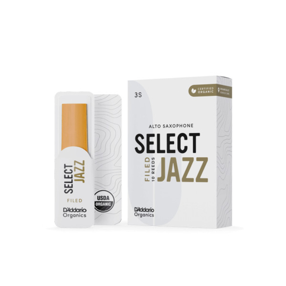 Тростина для саксофона D'Addario Organic Select Jazz - Alto Sax Filed 3S - 10 Pack (ORSF10ASX3S)