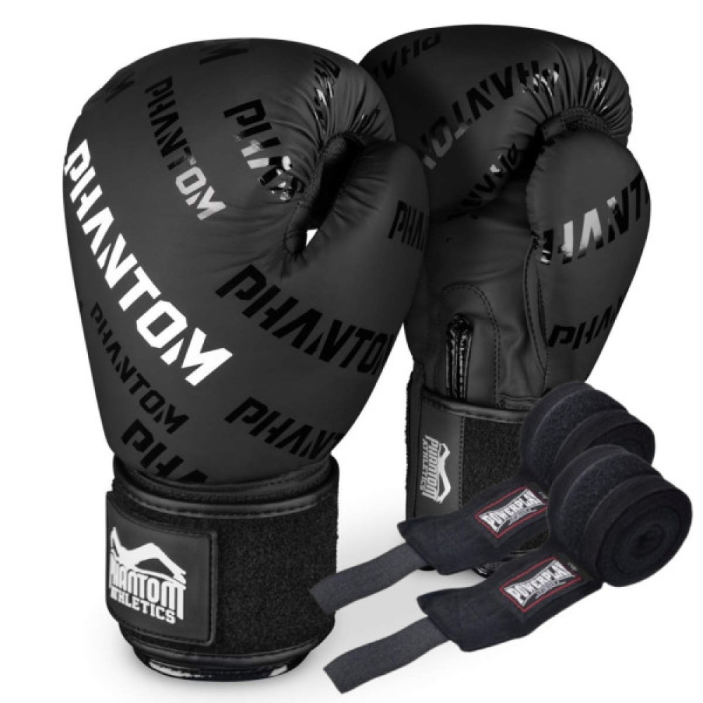 Боксерські рукавички Phantom APEX Velcro Black 12 унцій (PHBG2368-12)