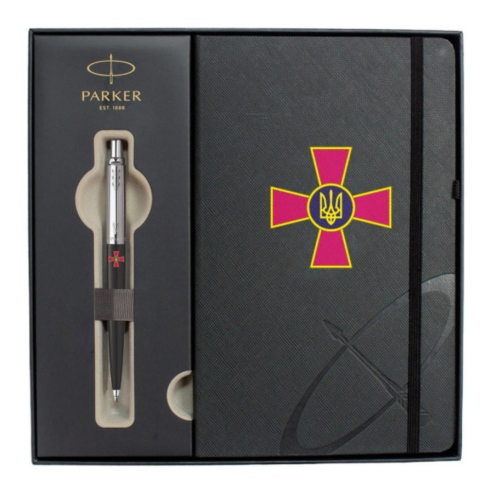 Ручка кулькова Parker JOTTER 17 Originals ARMY Black CT BP Емблема ЗСУ + блокнот Parker + подар.упаковка (15632b24_W0010u)