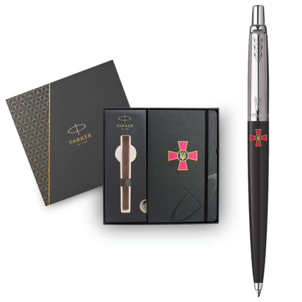 Ручка кулькова Parker JOTTER 17 Originals ARMY Black CT BP Емблема ЗСУ + блокнот Parker + подар.упаковка (15632b24_W0010u)