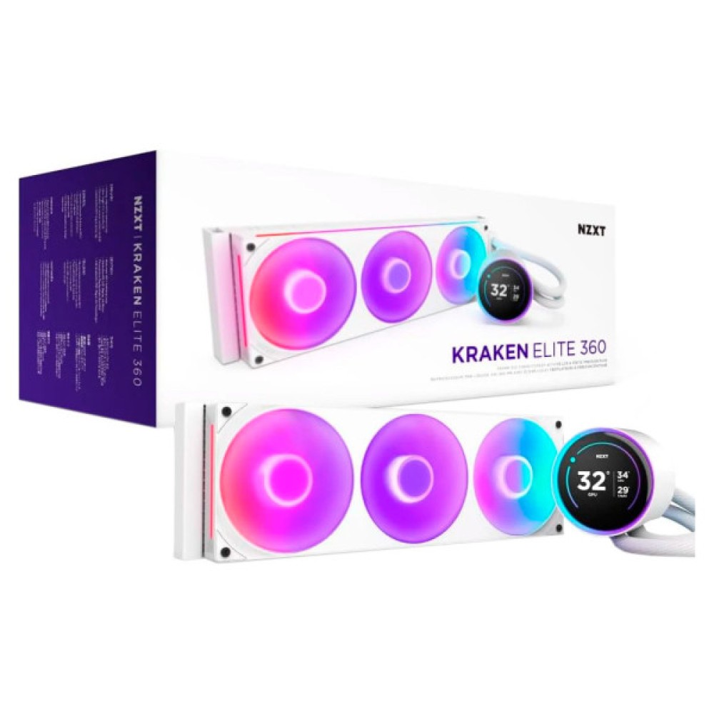 Система рідинного охолодження NZXT Kraken Elite RGB 360mm AIO (RL-KR36E-W2)