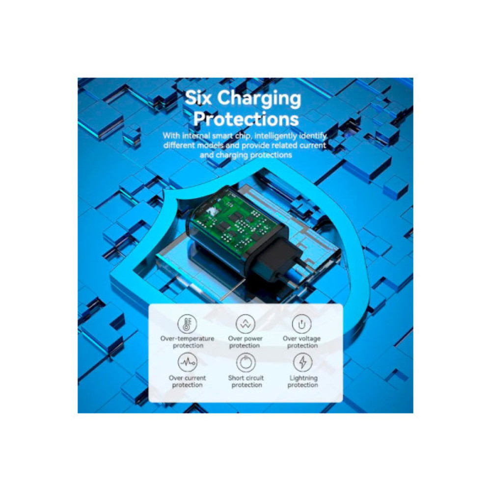 Зарядний пристрій VENTION 2xUSB 38W (USB-C+USB-A) PD+QC3.0 black (FBIB0-EU)