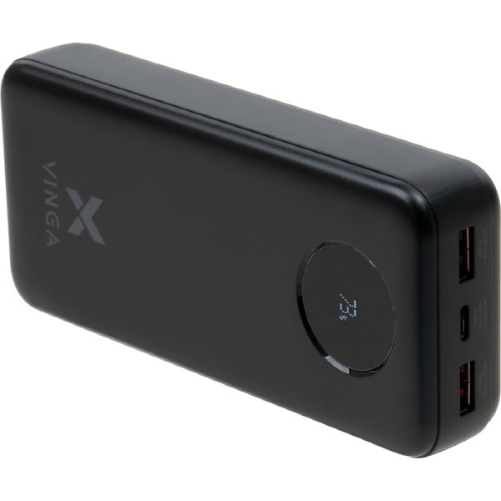 Батарея універсальна Vinga 20000 mAh 22.5W Display Black (VPBB2022)