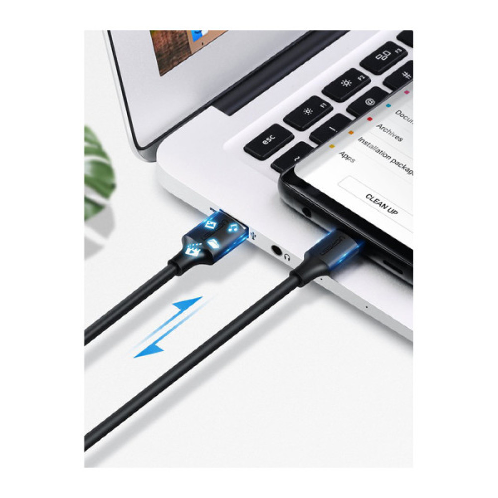 Дата кабель USB 2.0 AM to USB-C 0.5m 3.0A (18W) Nickel Plating US287 Black Ugreen (60115)
