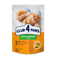 Вологий корм для кішок Club 4 Paws з куркою в желе 85 г (4820269143623)