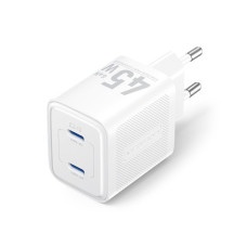 Зарядний пристрій Vention 2xUSB-C PD45W GaN transparent white (FCFW0-EU)
