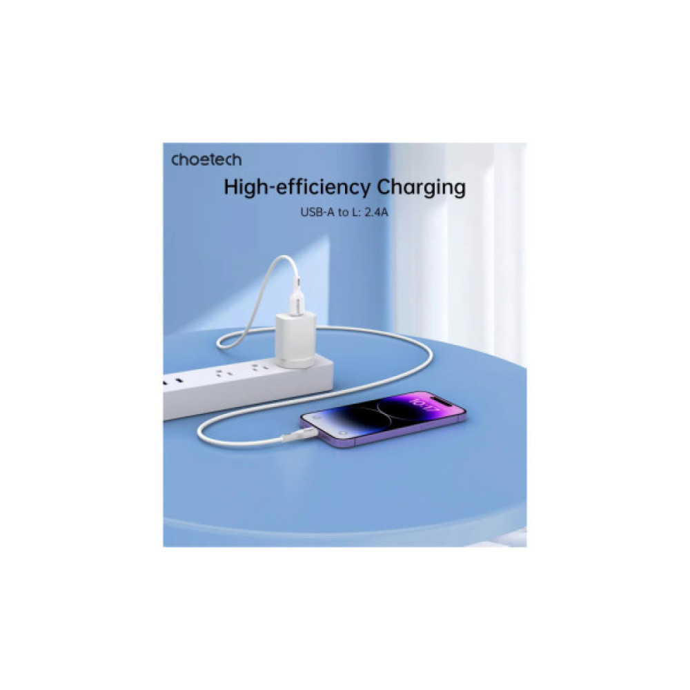 Дата кабель USB 2.0 AM to Lightning 1.0m 2.4A white Choetech (XAL-0003-WH-V2)