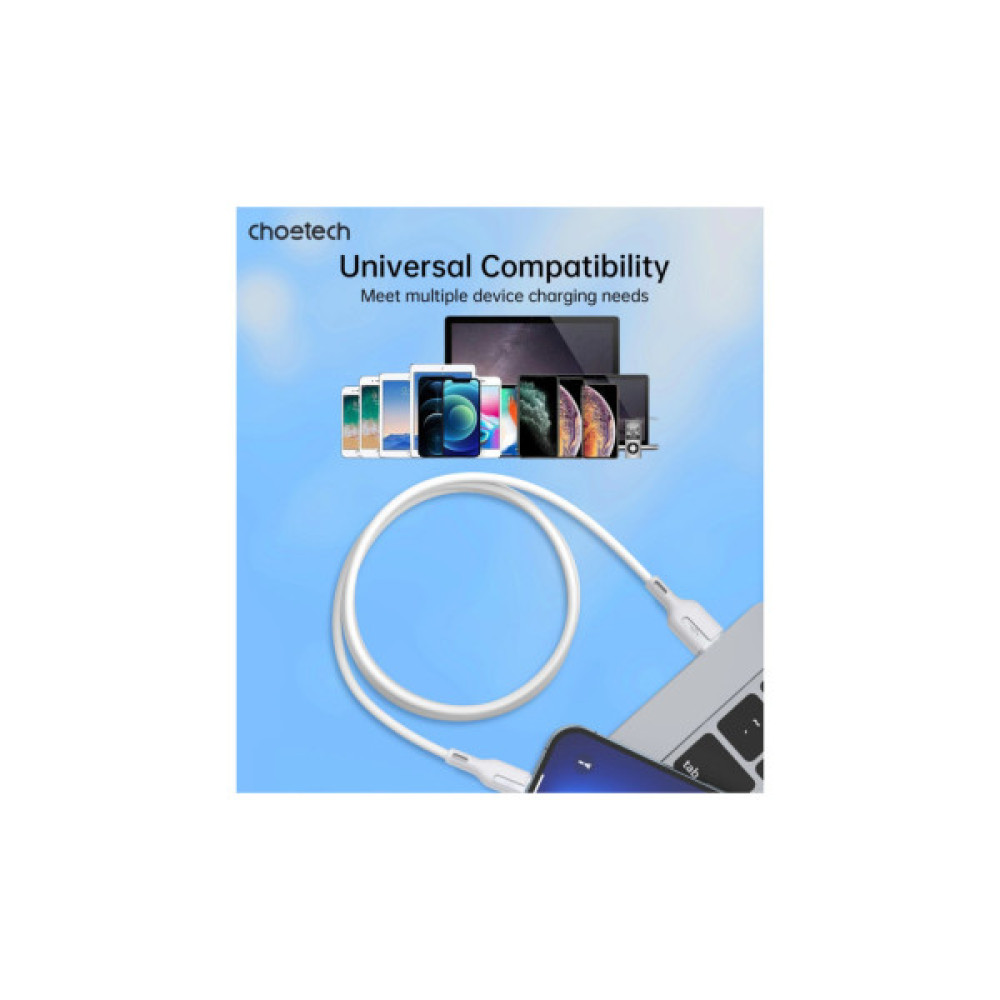 Дата кабель USB 2.0 AM to Lightning 1.0m 2.4A white Choetech (XAL-0003-WH-V2)