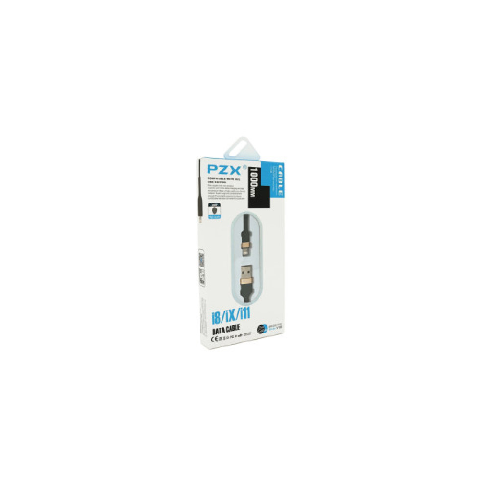 Дата кабель USB 2.0 AM to Lightning 1.0m 3.0A black gold PZX (V-165)