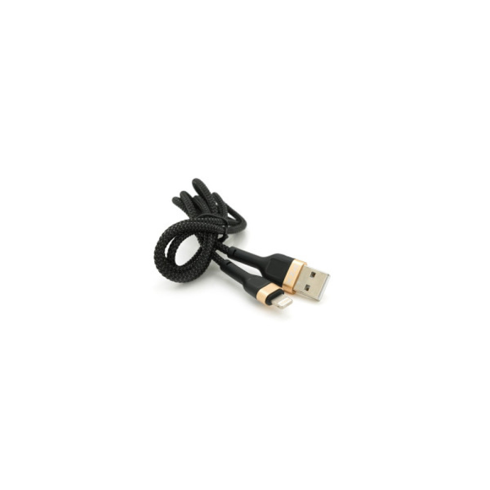 Дата кабель USB 2.0 AM to Lightning 1.0m 3.0A black gold PZX (V-165)