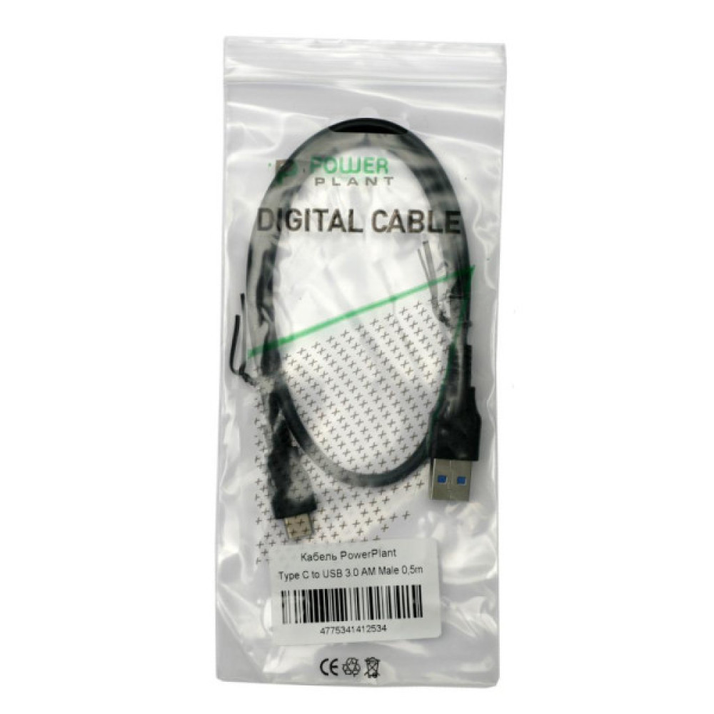 Дата кабель USB 3.0 AM to USB-C 0.5m PowerPlant (KD00AS1253)