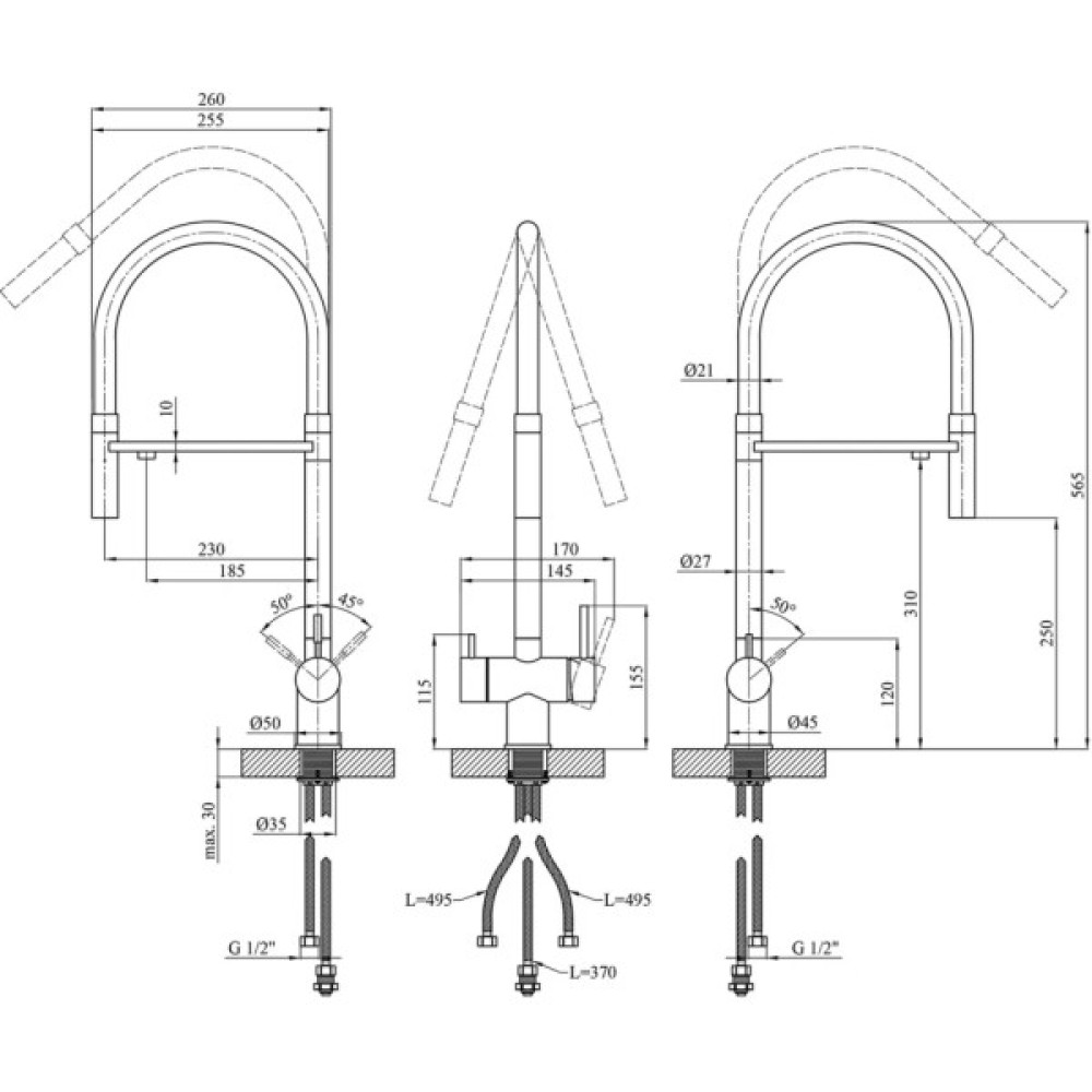 Змішувач Kroner Klassisch-ESG03815BLK (CV027933)