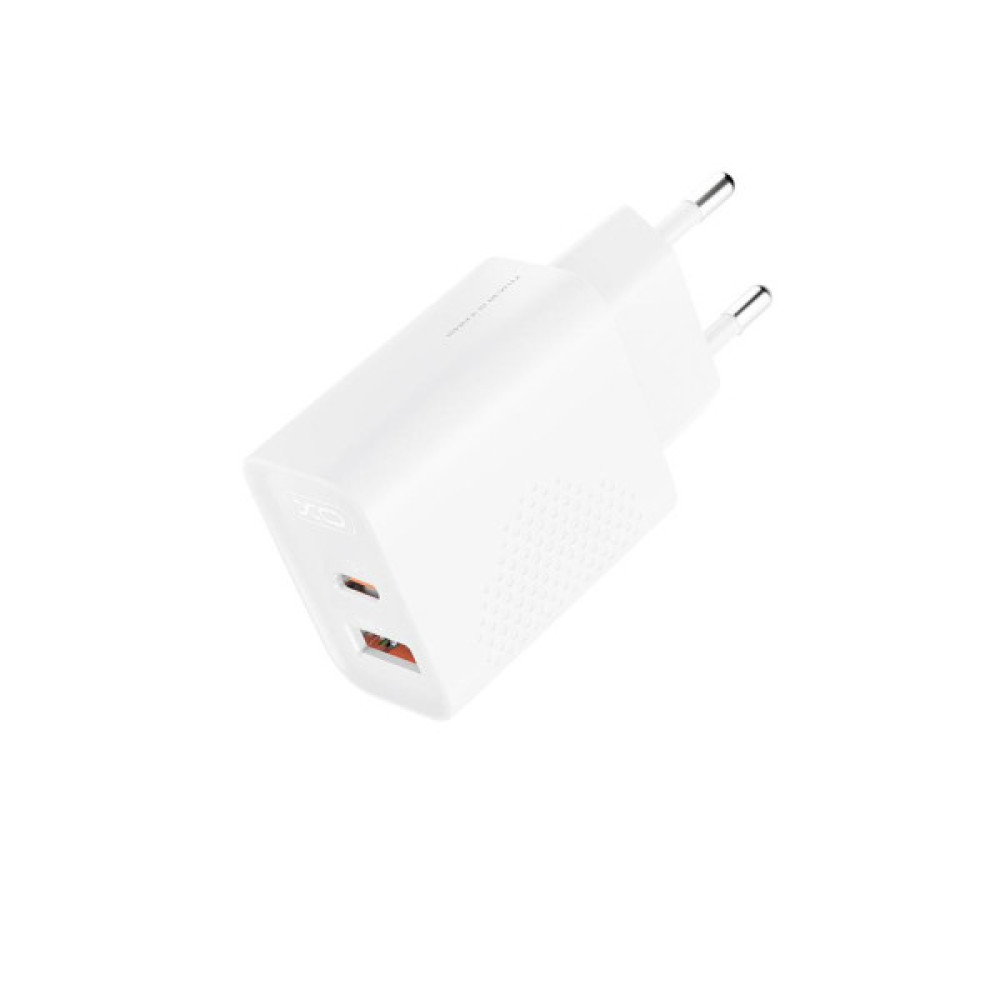 Зарядний пристрій XO QC16U 1xUSB-C PD30W + 1xUSB QC3.0 GaN white (XO-QC16U)