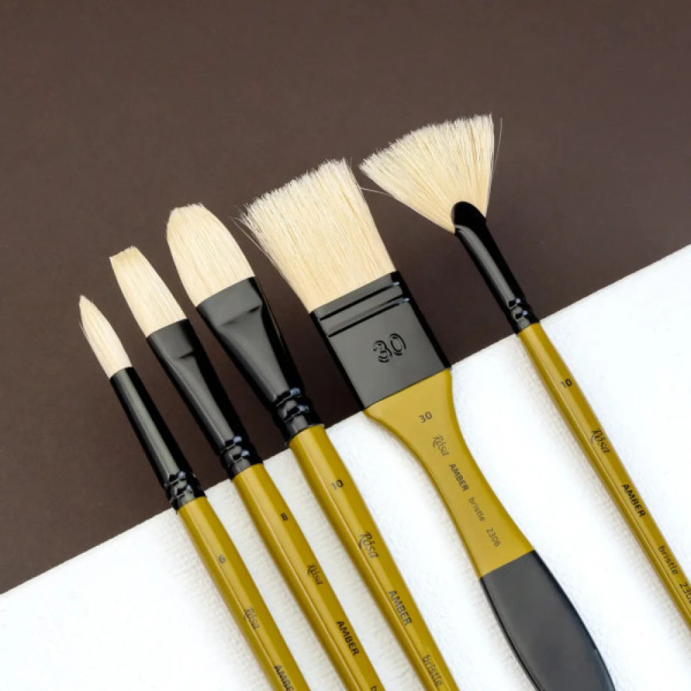 Пензлик для малювання Rosa Щетина віялова, AMBER 2306FN, №6 (4823098533580)