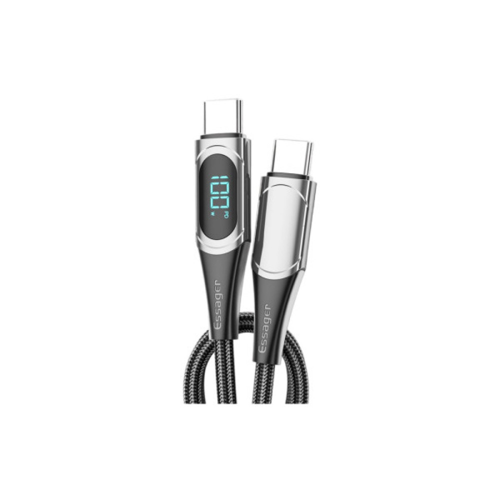 Дата кабель USB-C to USB-C 2.0m 100W Digital Display black Essager (ES-XCTT1-YDA01)
