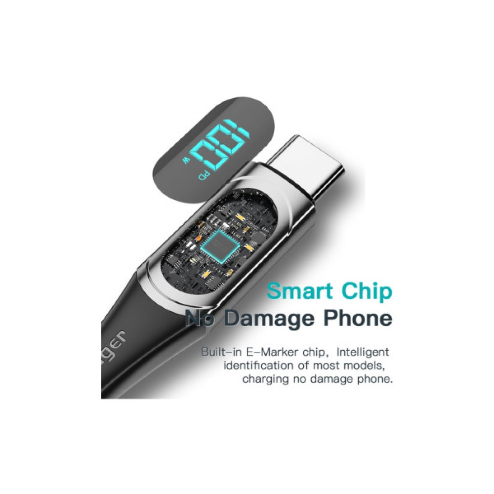 Дата кабель USB-C to USB-C 2.0m 100W Digital Display black Essager (ES-XCTT1-YDA01)