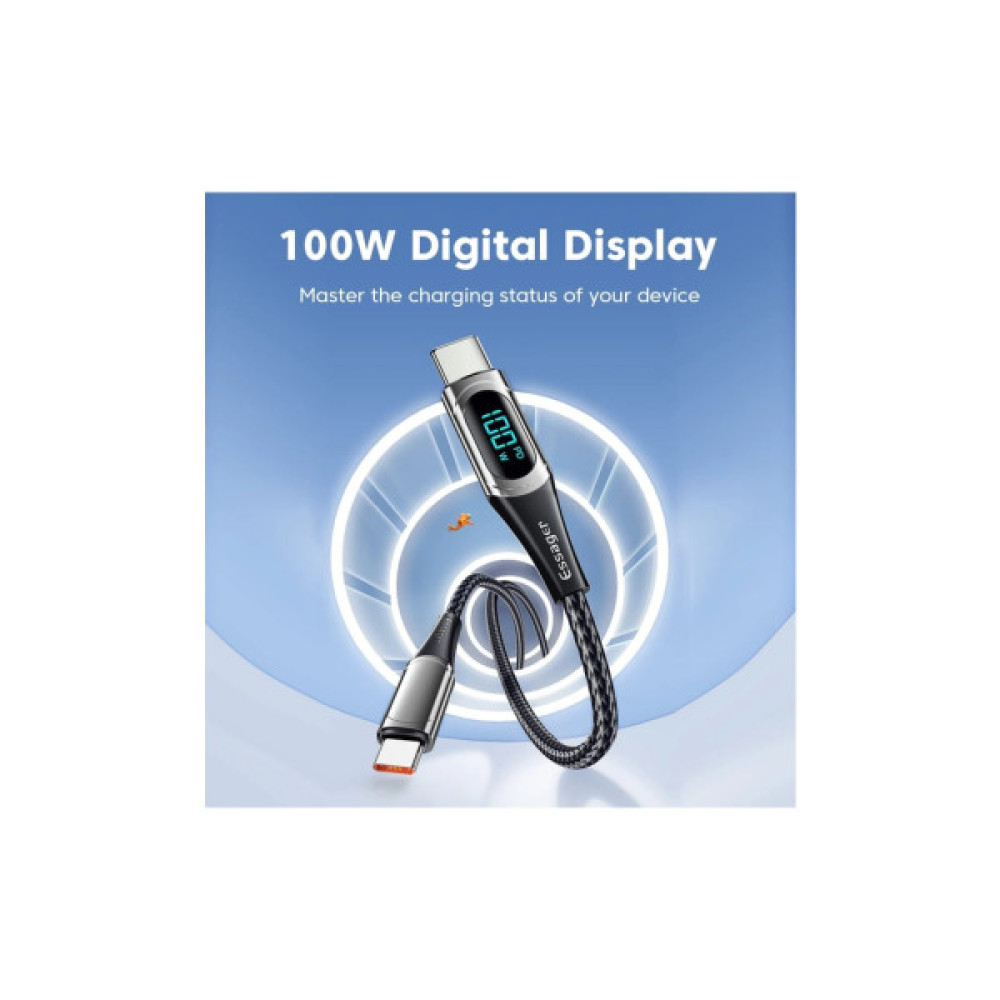 Дата кабель USB-C to USB-C 2.0m 100W Digital Display black Essager (ES-XCTT1-YDA01)